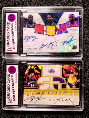 Michael Jordan, Kobe Bryant, Lebron James Cracked Ice 3x Autograph Basketball